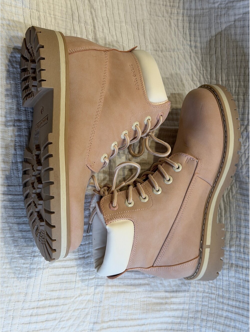 Bruno Marc Women's Pink Lace-Up Ankle Boots Size 8
